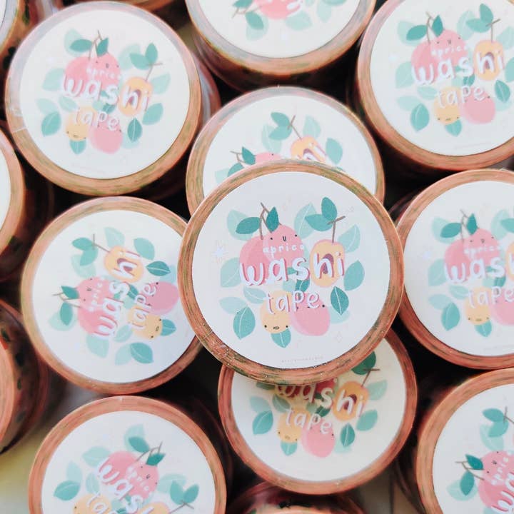Nastro Washi Life is a Peach con graziose albicocche e pesche per la vendita all'ingrosso da parte di Full Bloom and Co.