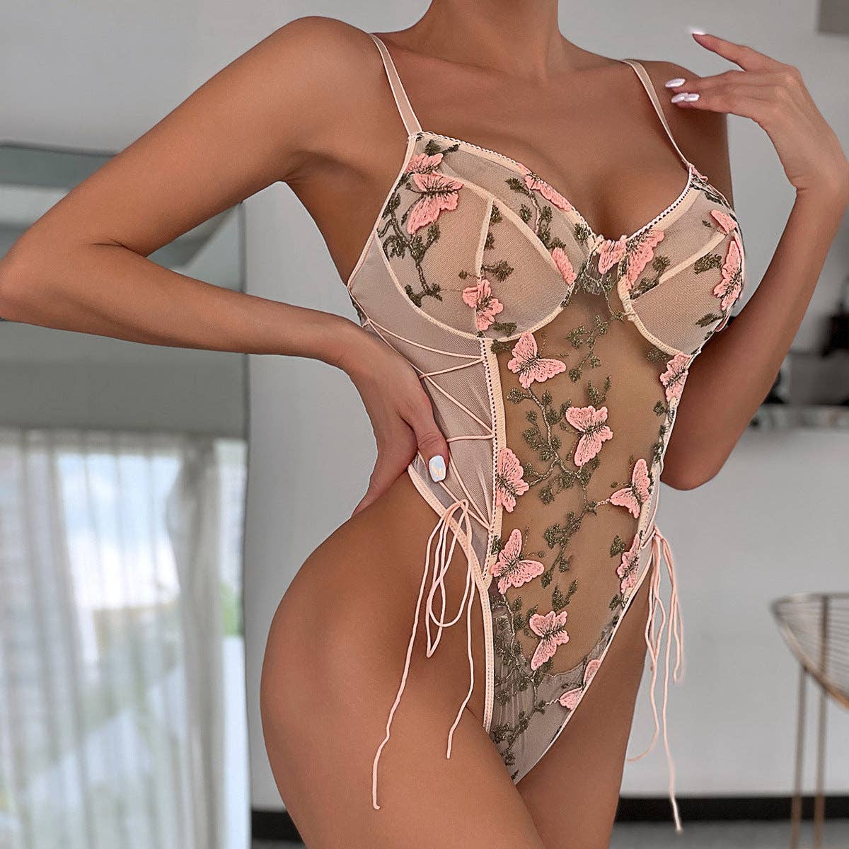 Sweetkama - Wholesale Lingerie Set - Women's - Sweetkama Butterfly Embroidery Sexy Lingerie Set19