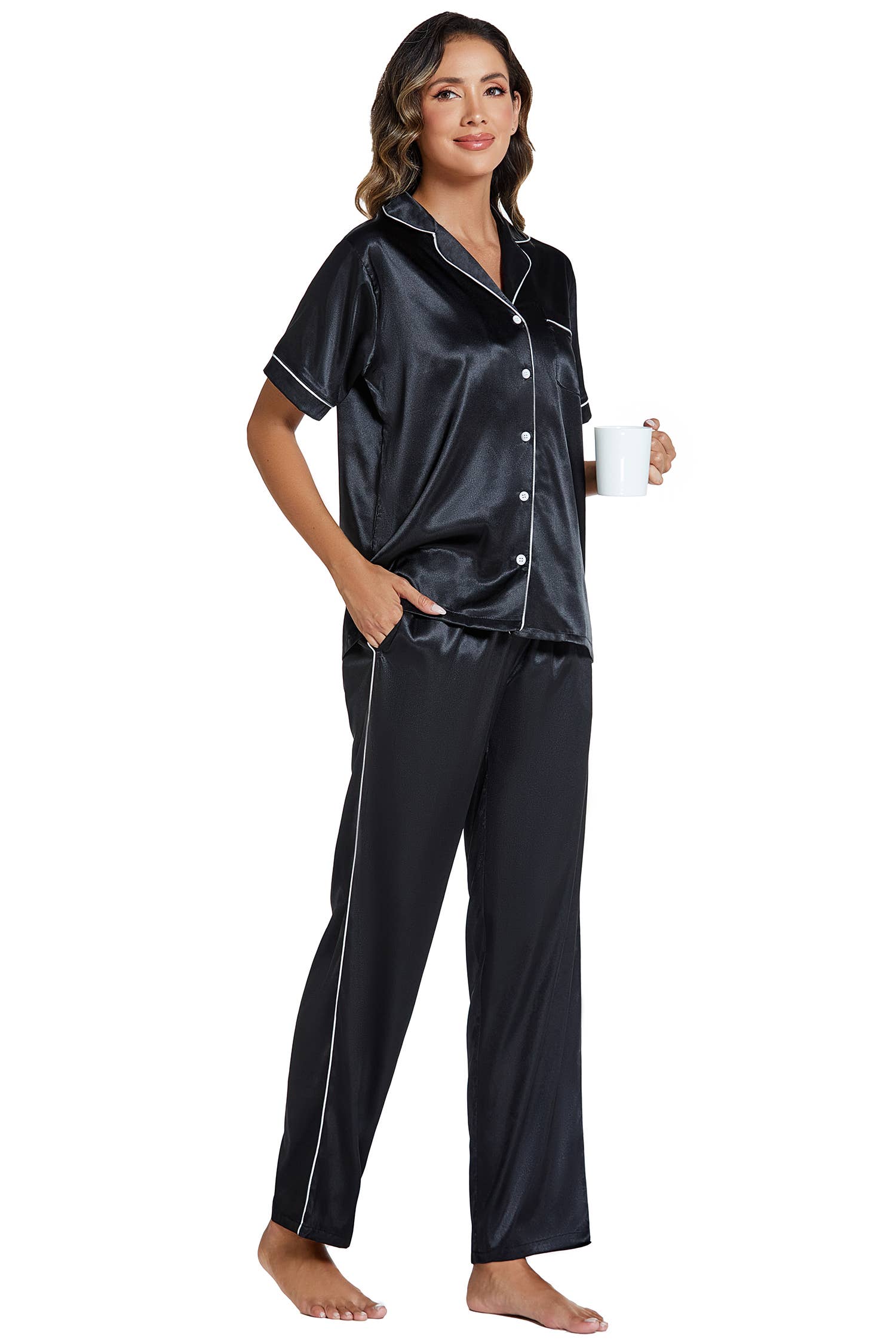 GEXWORLDWIDE - Wholesale Sleepwear Set - Women's - Silk Pajamas for Women Satin Pajama Set0