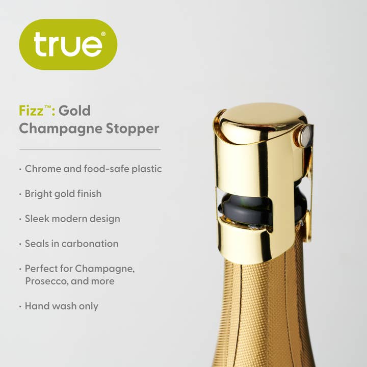 TRUE - Wholesale Wine Stopper - Fizz Chrome Champagne Stopper - Silver or Gold