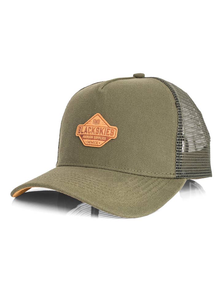 Casquette Trucker Essentials Olive-Olive-Marron pour la vente par Blackskies