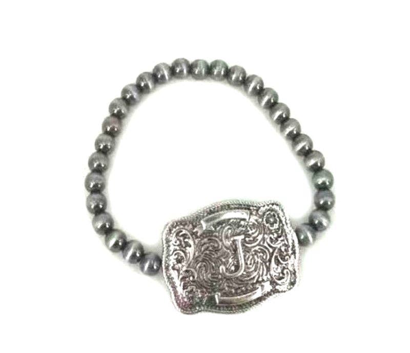 Snowing West - Wholesale Beaded Bracelet - Western Buckle Initial Stretch Bracelet6