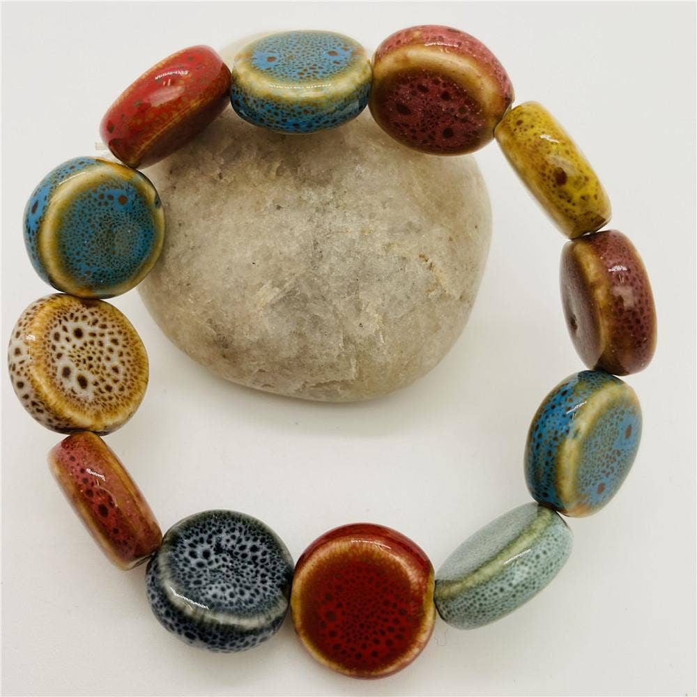 Mio Queena - Wholesale Beaded Bracelet - Colored Glazed Ceramic Elastic Bracelets1