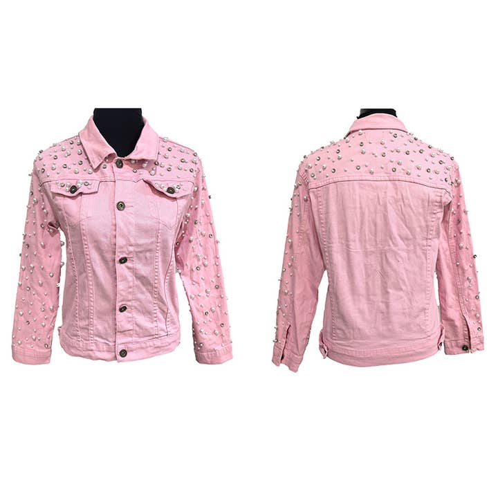 Sensibling Corp. - Wholesale Denim Jacket - Women's - Pearl Bling Denim Jacket
4