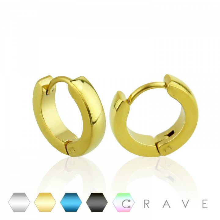PAIR OF SS UNISEX DOME FACE HUGGIE EARRINGS for wholesale by CRAVE