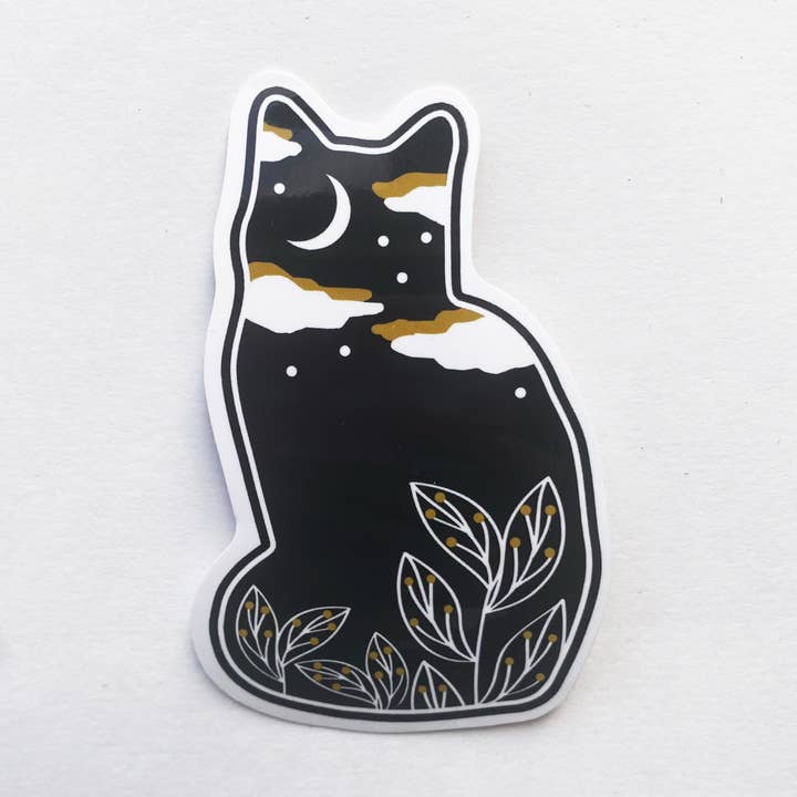 Nature Botanical Black Cat Moon Magic Vinyl Decal Sticker for wholesale by Espi Lane