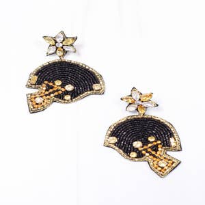 Purchase Wholesale black and gold football earrings. Free Returns