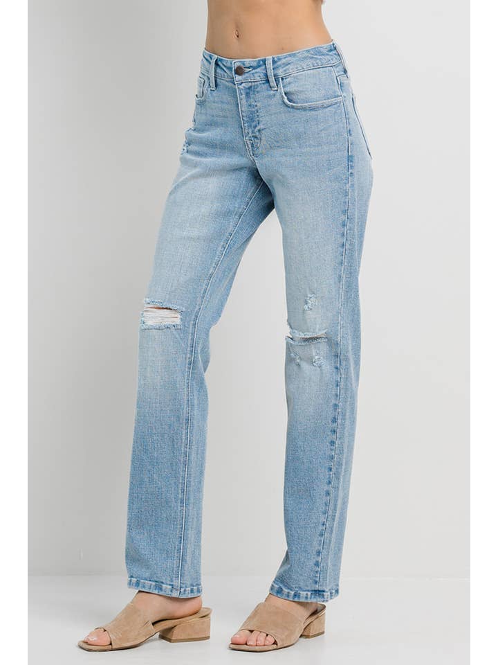 Light Denim Straight with Knee Rips for wholesale on Faire4