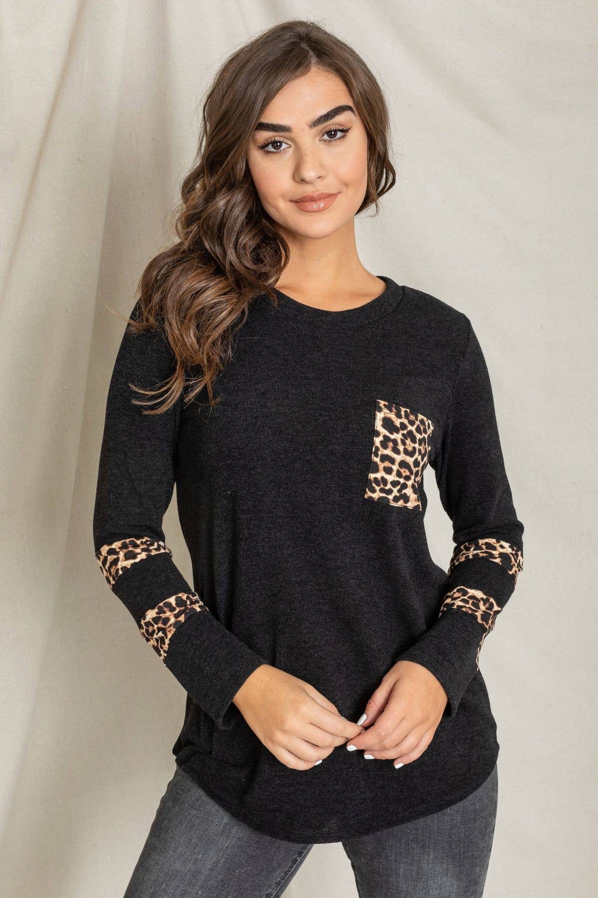 EG fashion – wholesale Tunika - Dam – Leopard bröstficka tunika0