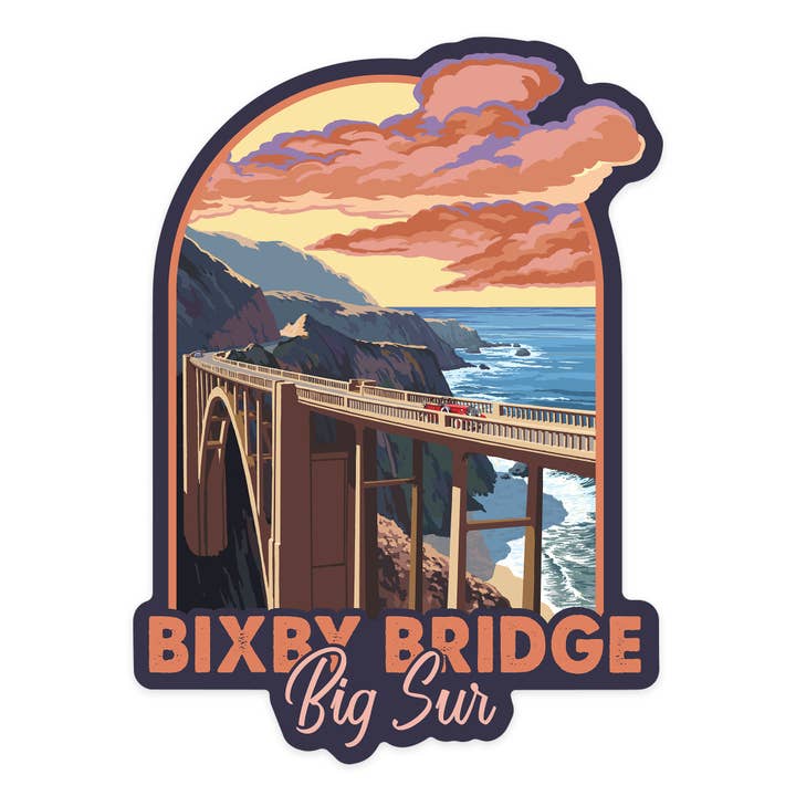 PEGATINAS Big Sur, Costa de California, Puente Bixby para venta al por mayor de Lantern Press