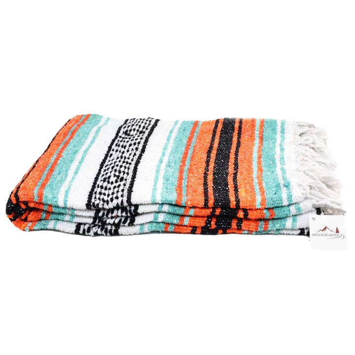West Path - Wholesale Yoga Blanket - Mint and Orange Mexican Falsa Yoga Blanket2