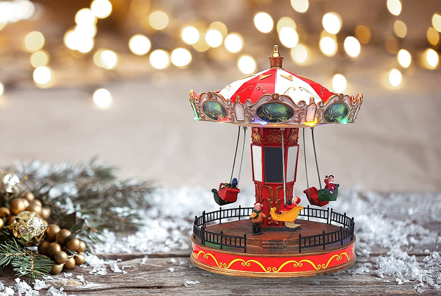 Top Treasures – Decoração de Natal por atacado – Vila de Natal animada de carrossel3