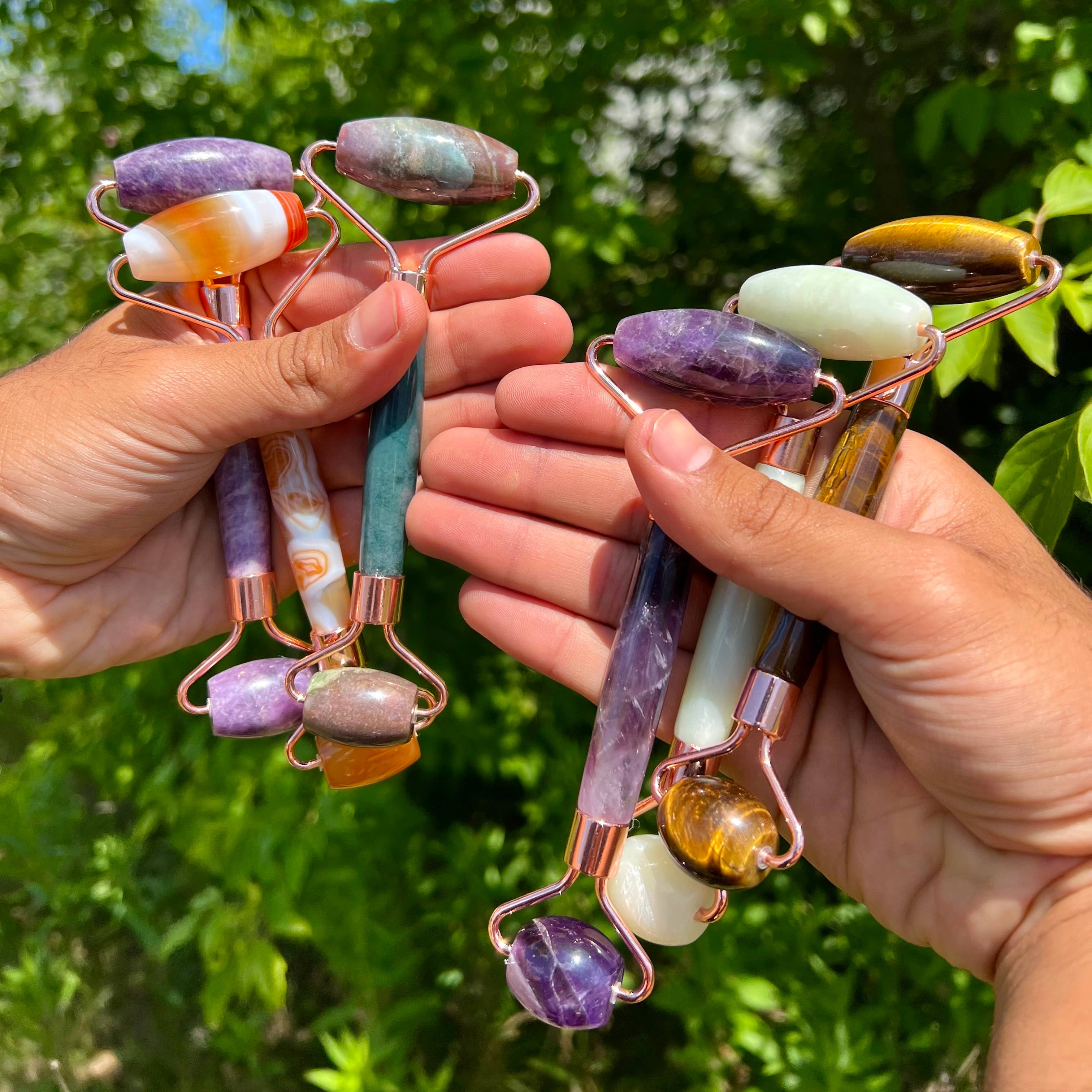 Quasar Gems USA – Massajador corporal por atacado – Rolinhos de Massagem Facial com Pedras Preciosas17