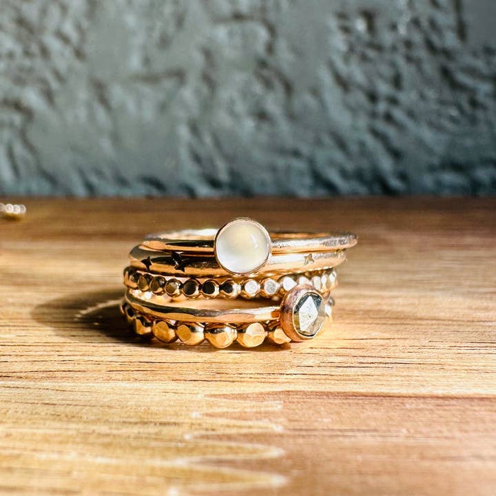Notions of Lovely - Wholesale Multi-Stone Ring - Skinny Mini Jeweled Stacker Rings - 14k Gold Fill13