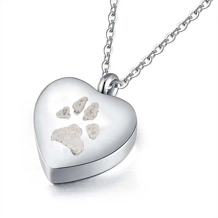Silver Paw Print Urn Necklace for wholesale by Gemz By Emz