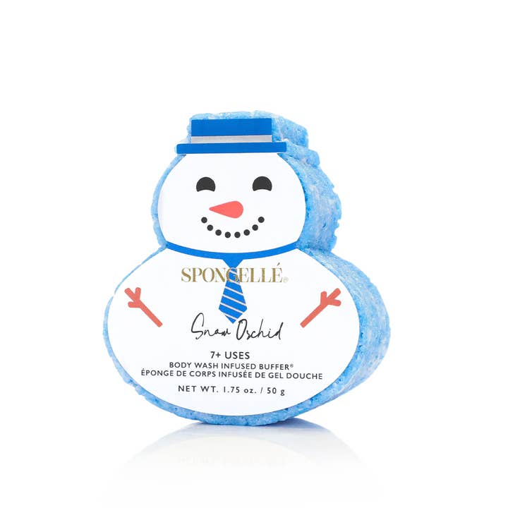 Spongellé - Wholesale Bath Pouf/Sponge - Snow Orchid Snowman Holiday Buffer Christmas Stocking Gift