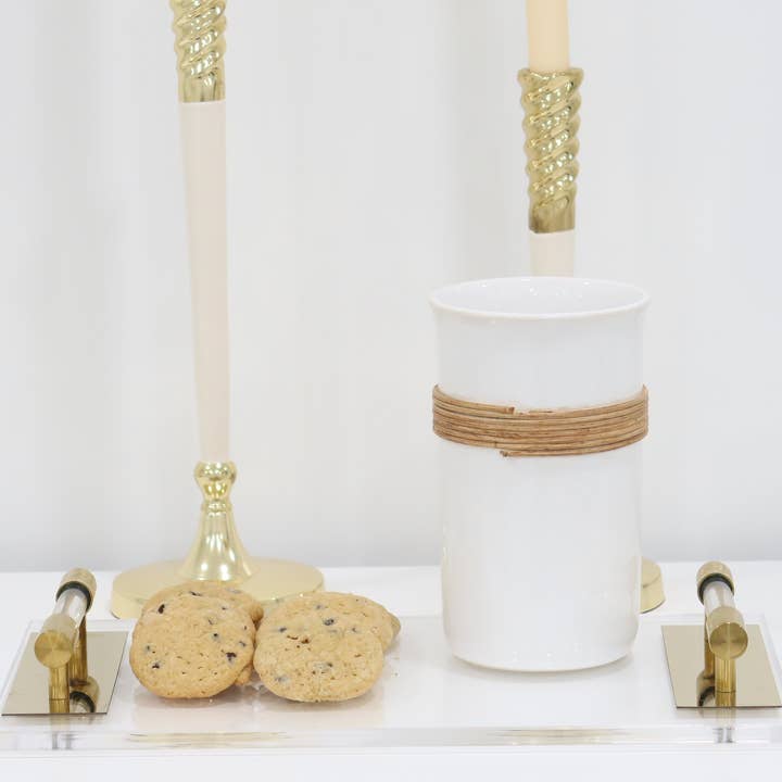 VIVIENCE - Wholesale Decorative Tray - Acrylic Tray with Gold Handles