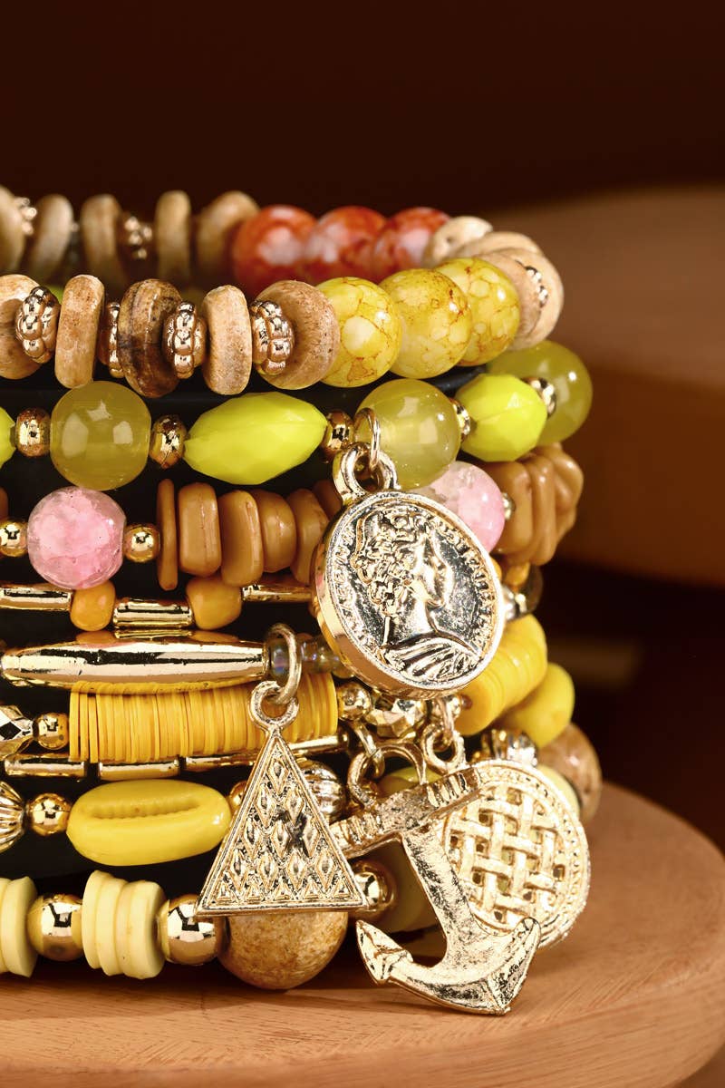 Yellow Ye  9-Strand Bohemian Bracelet with Anchor Charm for wholesale on Faire1