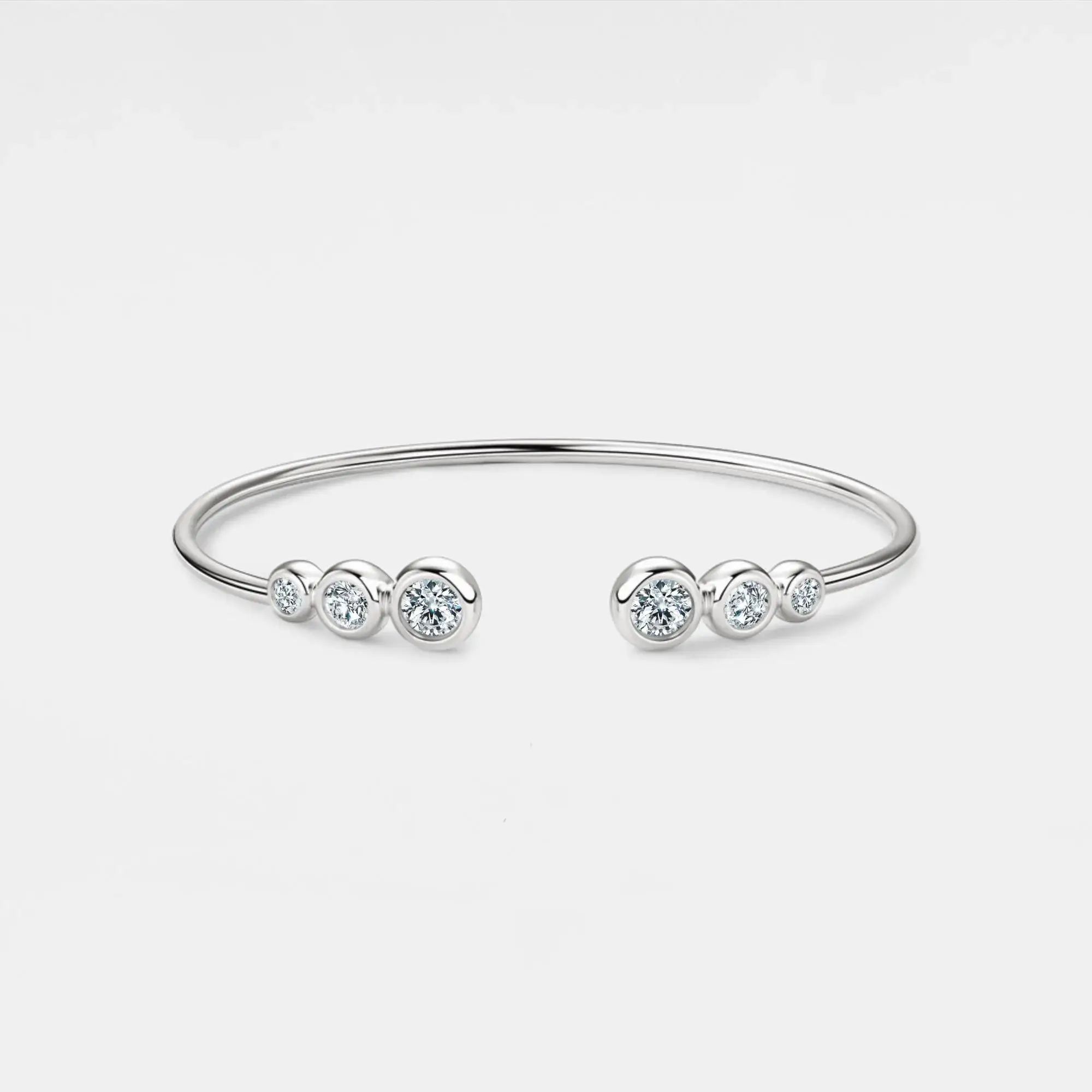 Perimade & Co. LLC - Wholesale Cuff Bracelet - Moissanite Wedding Bangle Bracelet in 925 Sterling Silver2