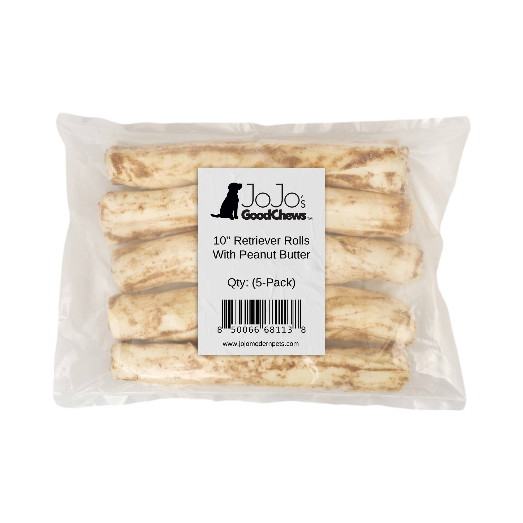 Jojo Modern Pets - Wholesale Pet Treats - Dog - 10" Rawhide Retriever Roll Dog Chews (5/Bag)6