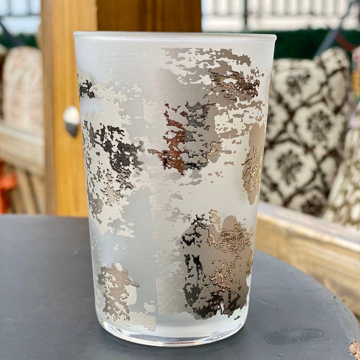 Scents and Feel - Wholesale Drinking Glass/Cup - Set of 6 Moroccan Tea Glasses Frosted Clear Tahra Silver