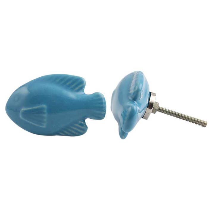 Turquoise 6 Piece Fish Knobs for Cabinets and Drawers Pull Handle for wholesale on Faire