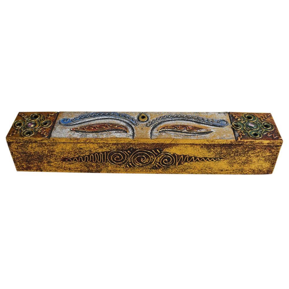 Shared Earth - Vente Porte-encens - Boîte à encens en bois design Troisième Œil 30 x 5 x 5 cm2