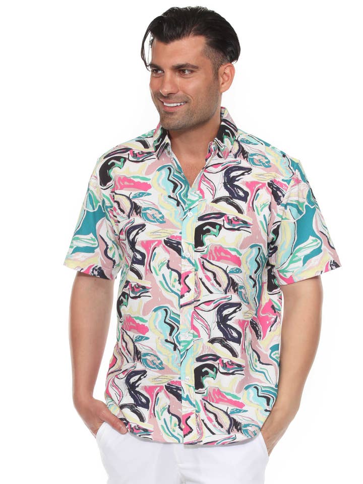 Mojito Men's Resort Style Casual Festive Print Searsucker Textured Shirt for wholesale by MOJITO COLLECTION
