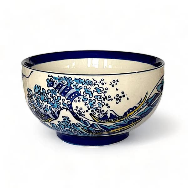 Urban Tokyo - Wholesale Bowl - Great Wave 22oz 6.5"Dia x 3.25"H Porcelain Medium Bowl