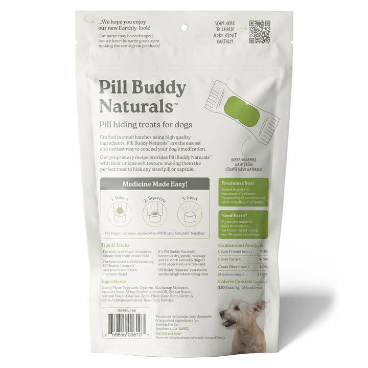 Earthly Pet Company – wholesale Pet treats – Dog – Pill Buddy Naturals Peanut Butter & Apple 30ct 12/CS8