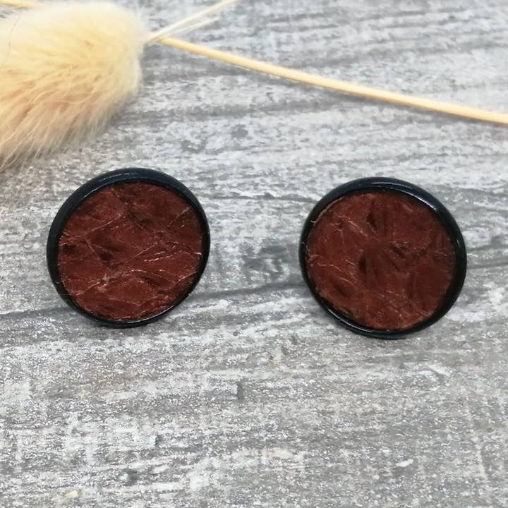 Ohrhänger - Maritime 6- Lachsleder - schwarz/dunkelbraun für den Großhandel von Maison Delclef