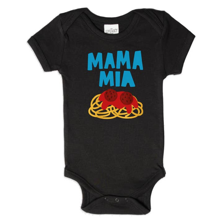 Spunky Stork - Wholesale Screen Printed T-Shirt - Kids - Mama Mia Italian Food Spaghetti Funny Baby Kids Organic Tee