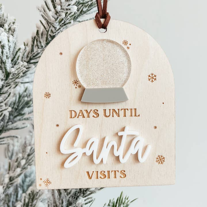 Days Until Christmas Snow Globe Christmas Ornament for wholesale by Knotty Design Co.