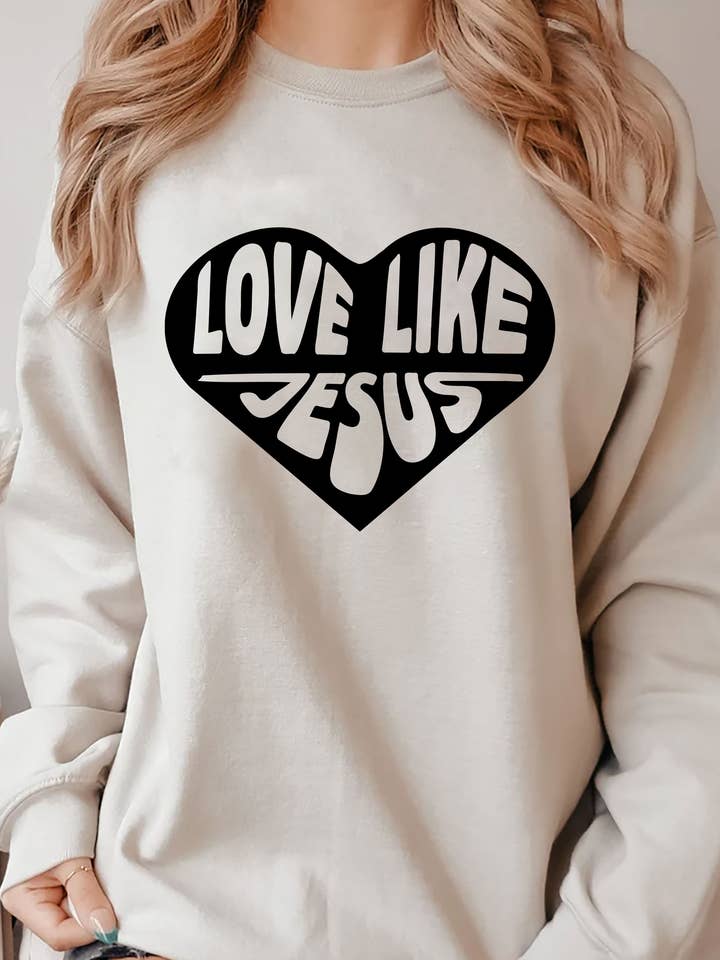 Love Like Jesus, PLUS sweatshirt met ronde hals, uniseks voor wholesale door Top Avenue