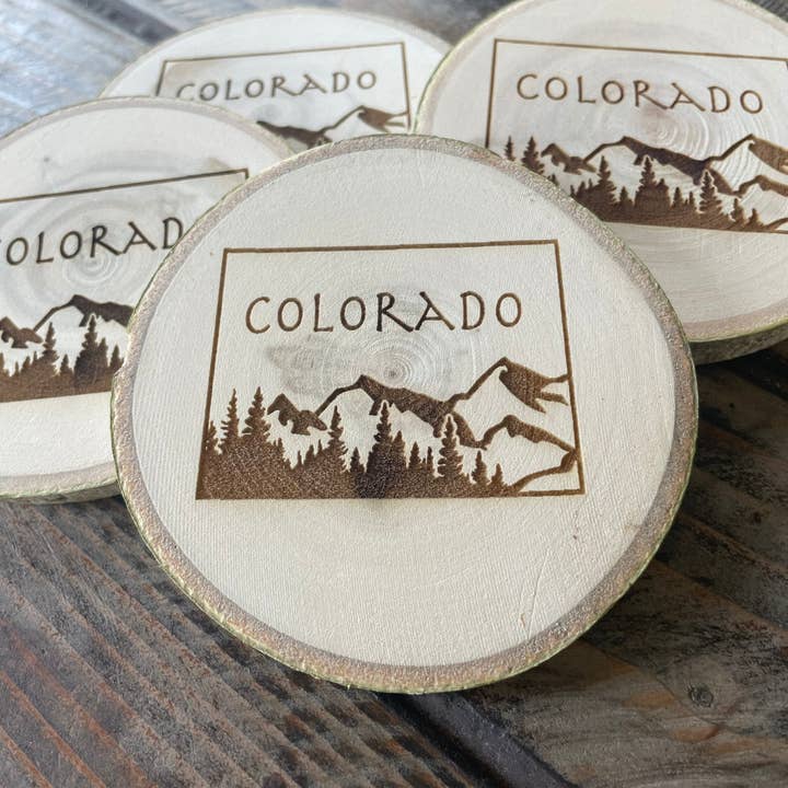 Parks Art Collection - Wholesale Coasters - Colorado Coaster, State Shape on Local Aspen Wood6