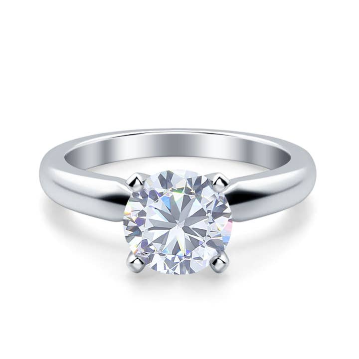 Rund simuleret cubic zirconia katedral vielsesring for engroshandel hos Blue Apple Imports