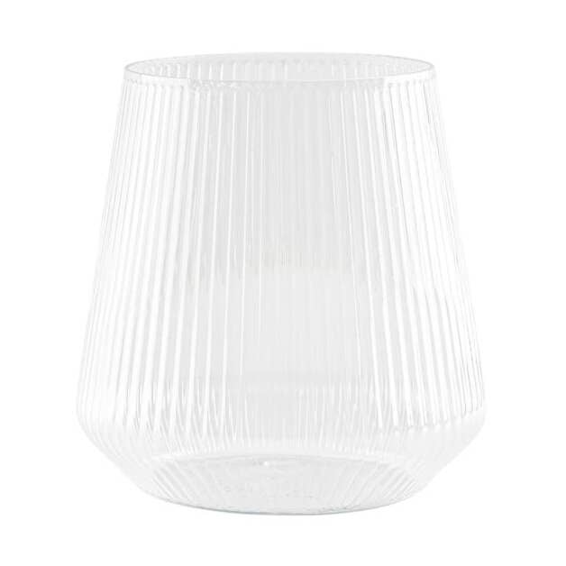 12 oz. Ribbed Clear Plastic Stemless Wine Goblets - (6 Pack) for wholesale by Posh Setting