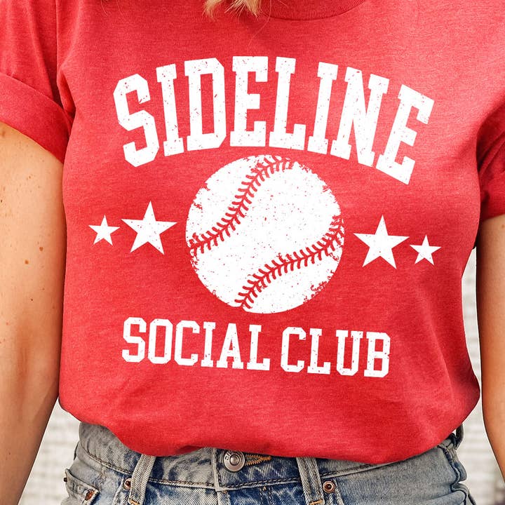Sideline Social Club Baseball Graphic Tee for wholesale by Kissed Apparel