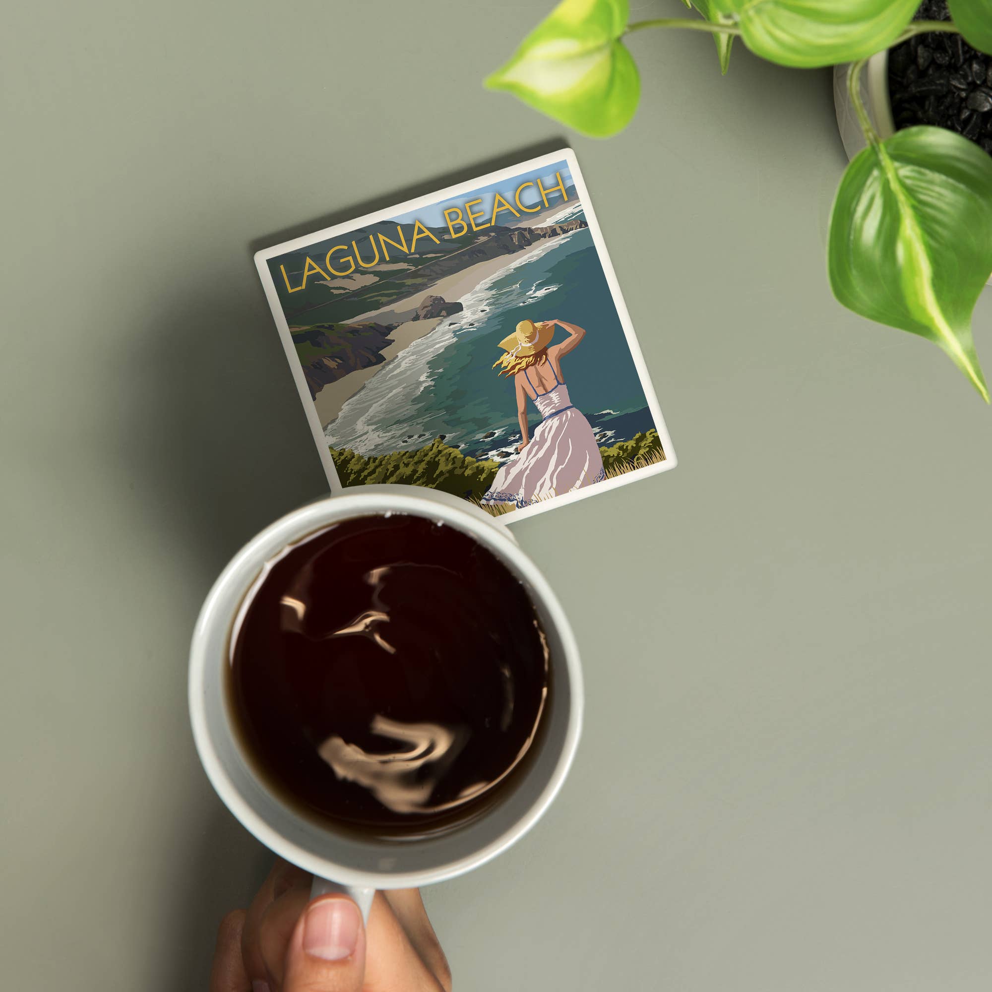 Lantern Press - Wholesale Coasters - Ceramic Coaster Laguna Beach, California, Coast Scene1