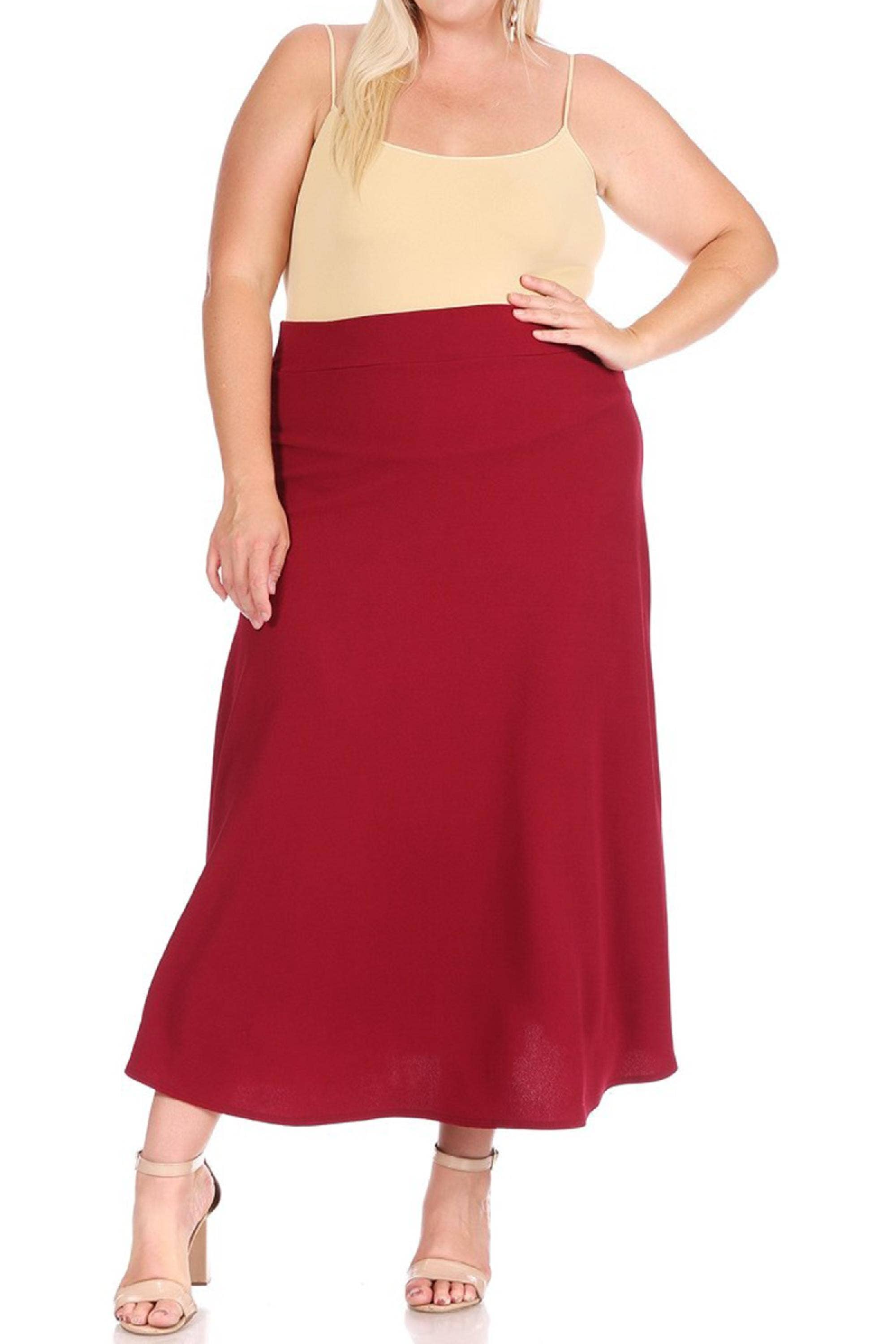 MOA COLLECTION - Wholesale Skirt - Women's - Women's Plus Size Flare A-line Long Skirt0