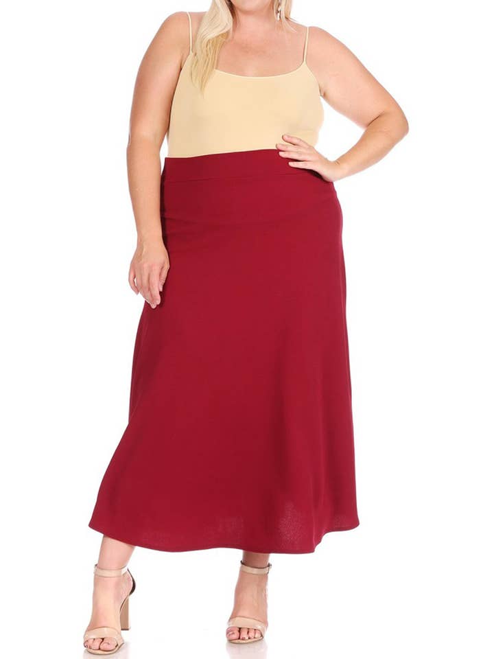 MOA COLLECTION – Saia - Mulher por atacado – Saia Longa Plus Size Flare Linha A para Mulher