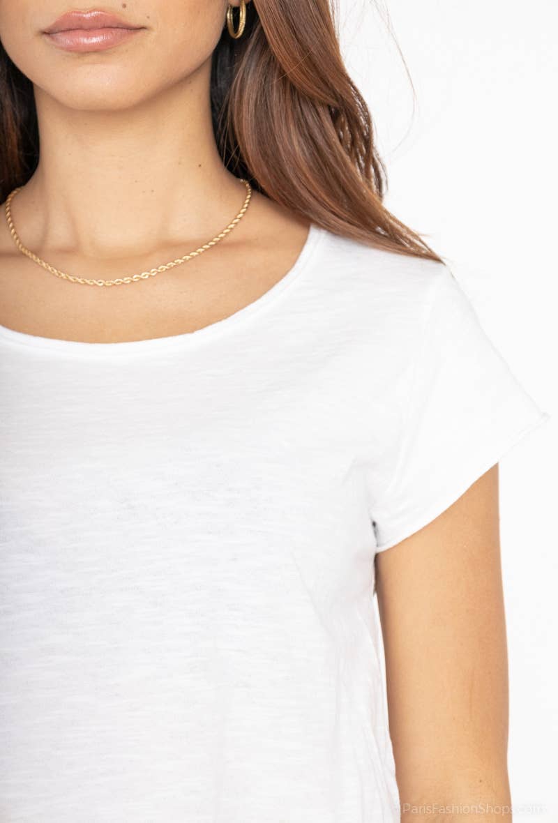 LINEN & COTTON HOUSE – Engroshandel T-shirt – til kvinder – Bomuld t-shirt med rund hals, basis 811715