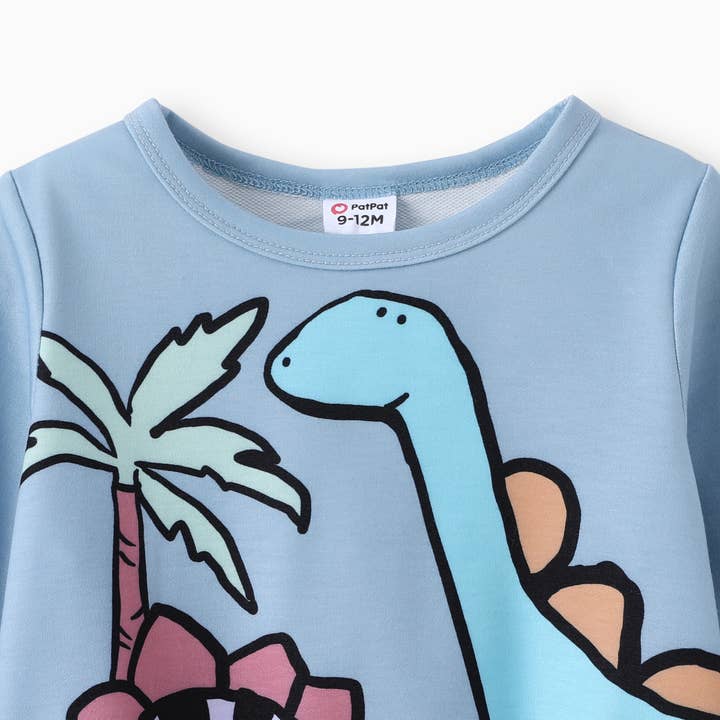 PatPat - Wholesale Top & Pant Set - Baby - Baby Boy 2pcs Dinosaur/ Vehicle Print Sweatshirt & Pants Set