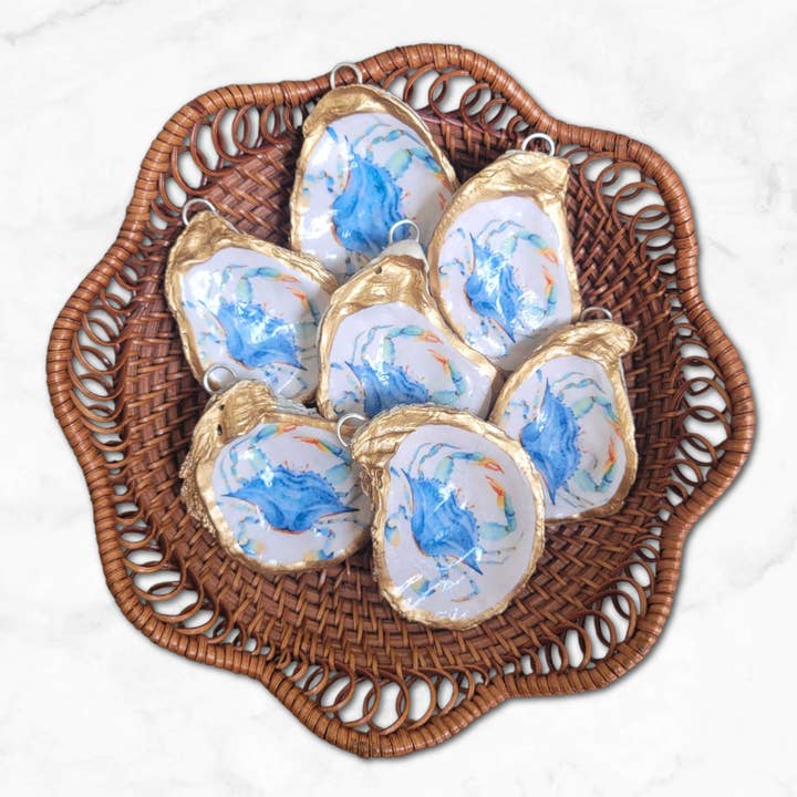 Beatrixbell Handcrafted - Wholesale Ornament - Blue Crab Ornament | Oyster Shell Coastal Christmas Decor6