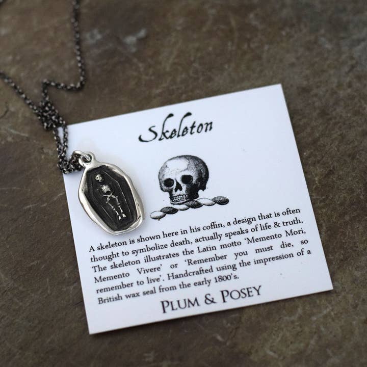 Plum and Posey - Wholesale Individual Charm/Pendant - Skeleton Wax Seal Pendant - Memento Mori Memento Vivere1