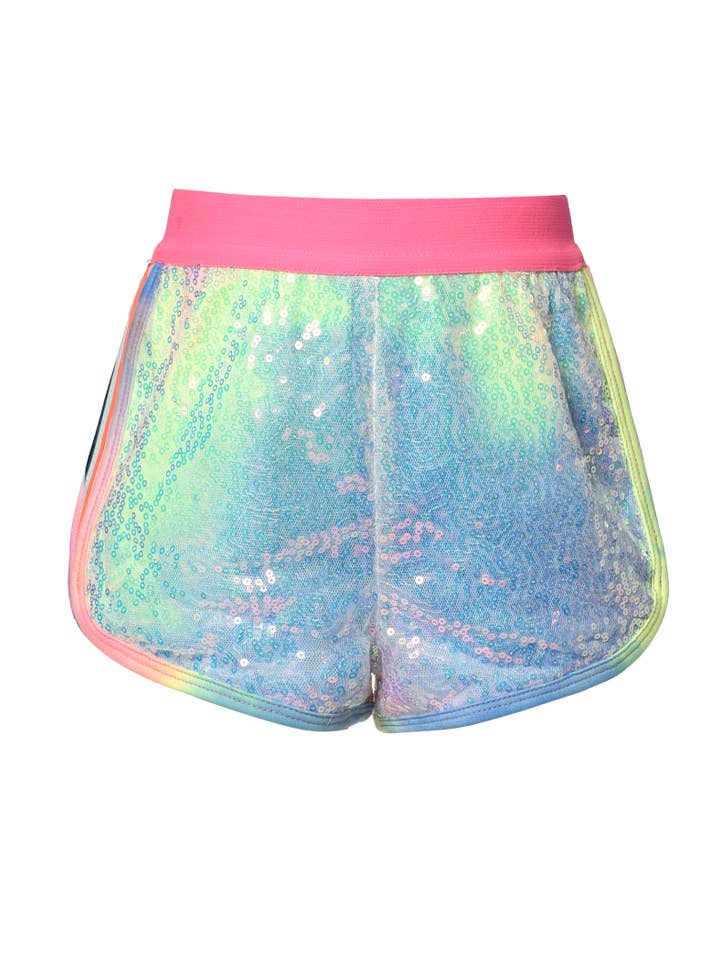Bleu Multi Short à paillettes en vente sur Faire