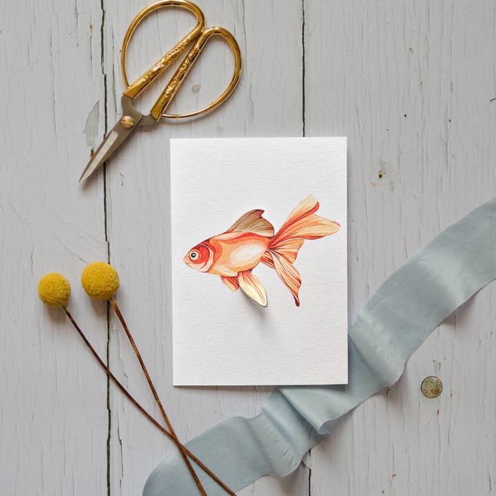 Goldfish Pop Out Greetings Card for wholesale by Sophie Brabbins