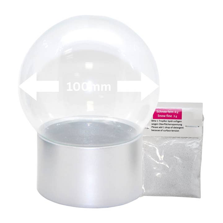 100mm Craft Set Polyresin Base Silver Round for wholesale by Schneekugelhaus