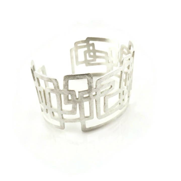 Kimya Joyas - Wholesale Cuff Bracelet - Modernist Wide Silver Cuff Bracelet2