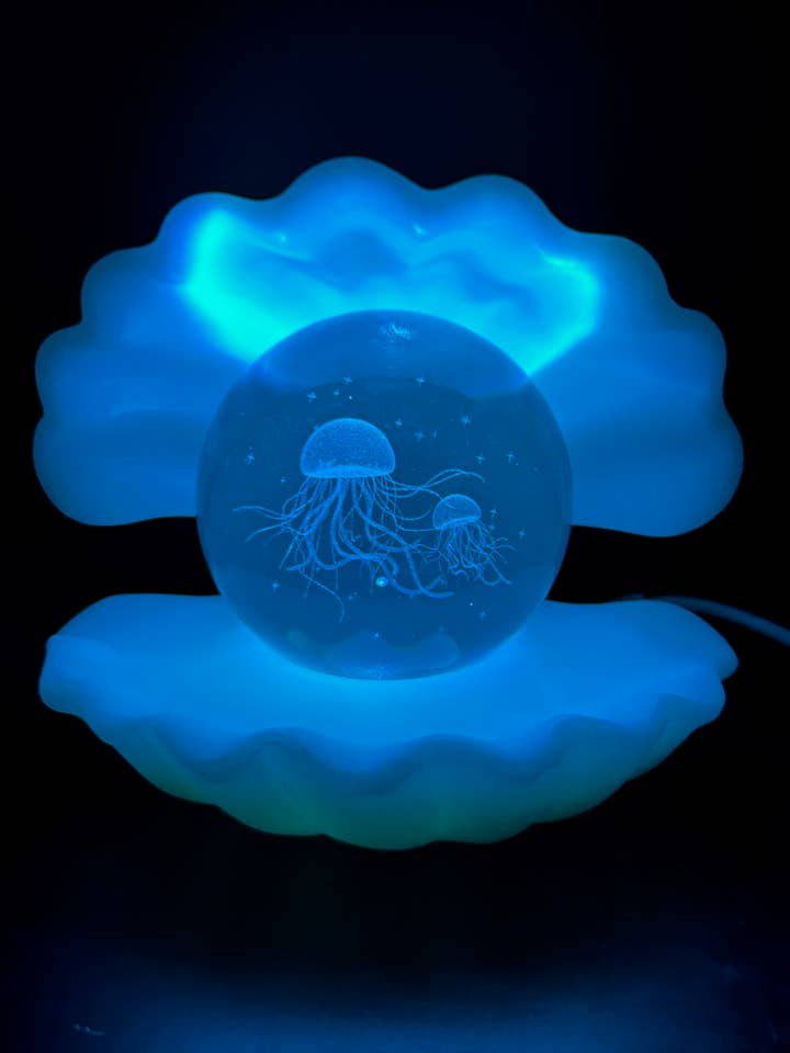 Seashell Crystal Glass Lamp nightlight -Jellyfish for wholesale by 29 Tonight